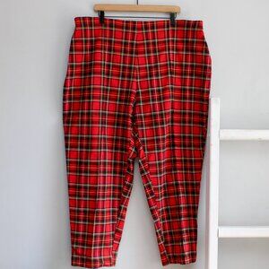 Terra & Sky Red Plaid Tarten Jeggings Straight Leg Cropped Pants Plus Size 3X